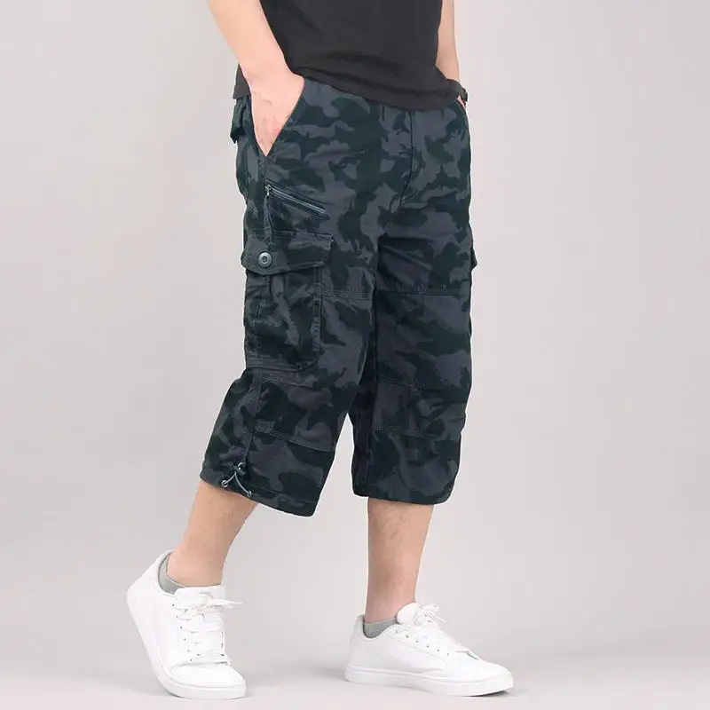 Men's Cargo Shorts Summer Loose Casual Pants Elastic Waist Large Size Outdoor Jogging Sweatpants Trend Multi Pockets - Image 3