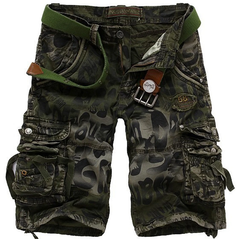 Summer Men's Camouflage Printed Work Shorts Multi-Pocket Zipper Button Military Combat Five Shorts Daily Street Casual Shorts