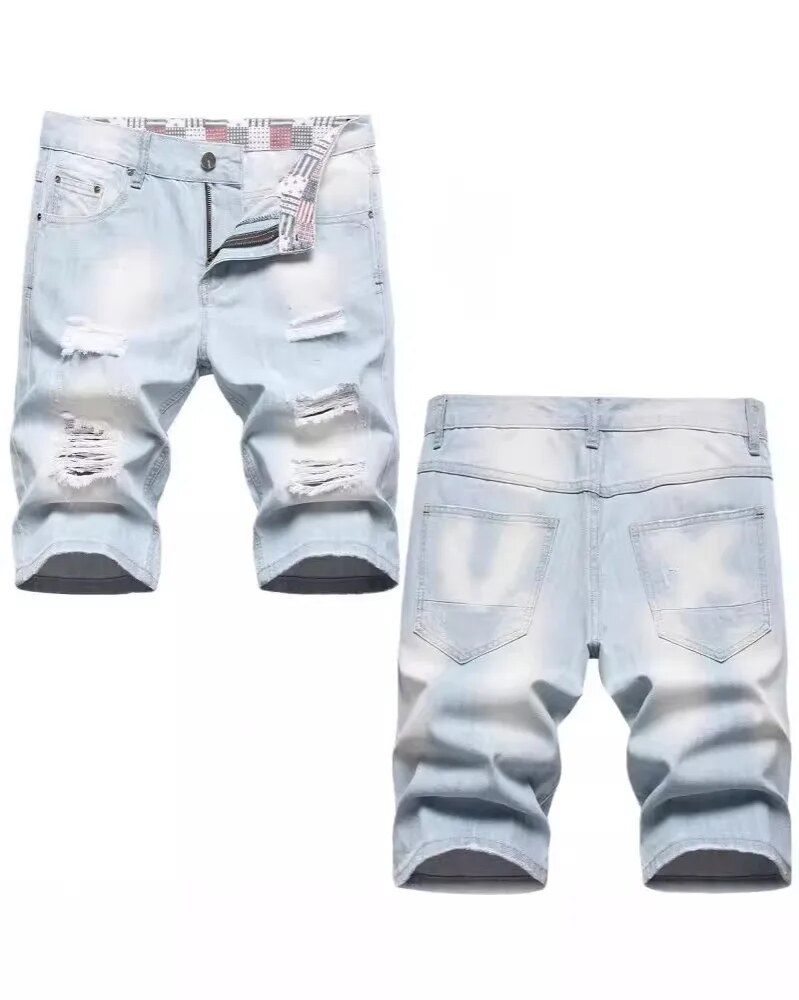 2024 New Summer Shorts Jeans Men Denim Pants Stretch Dark Blue Fashion Design Men's Jeans Slim Straight Male Short Jeans Hombre