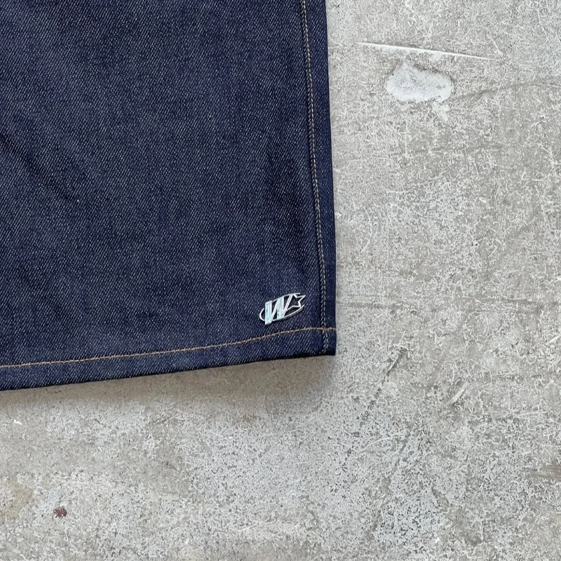 Y2K baggy denim shorts retro embroidered letter striped graphic zipper shorts men women clothing trendy hip hop streetwear - Image 5