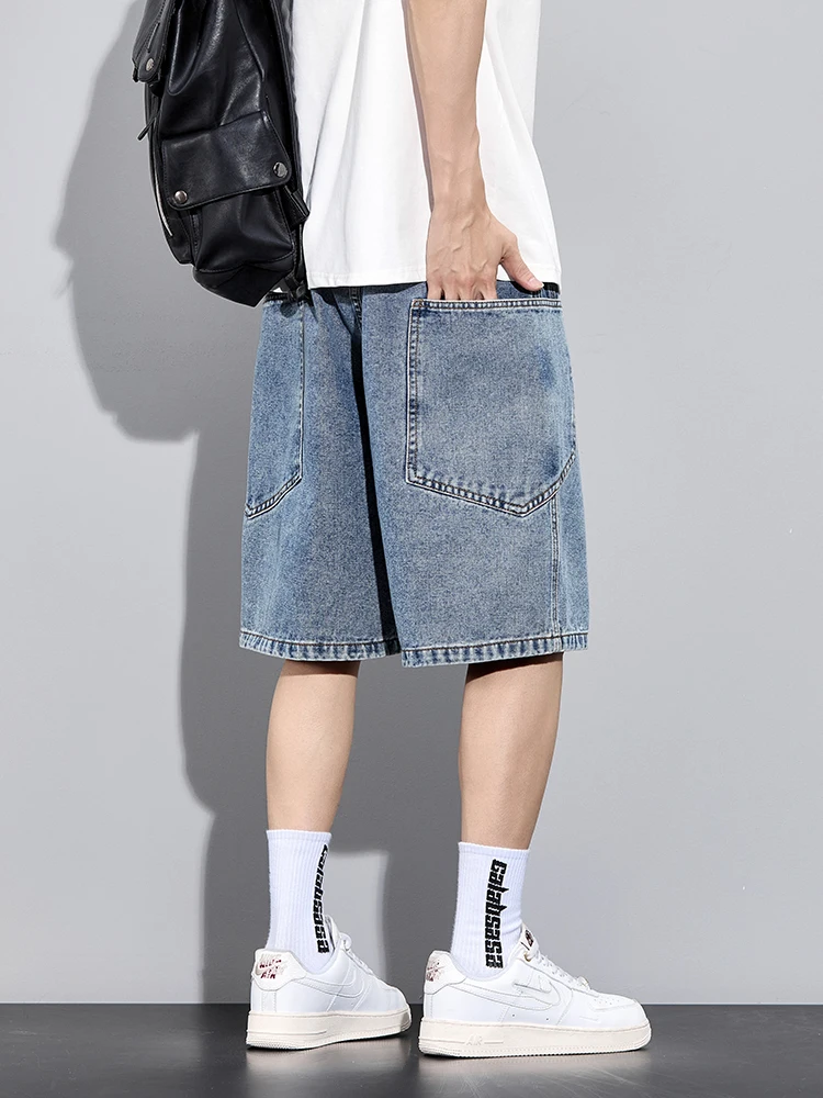 Men's Summer Denim Cargo Shorts Big Size 8XL 7XL 6XL Elastic Waist Straight Baggy Jeans Shorts - Image 3