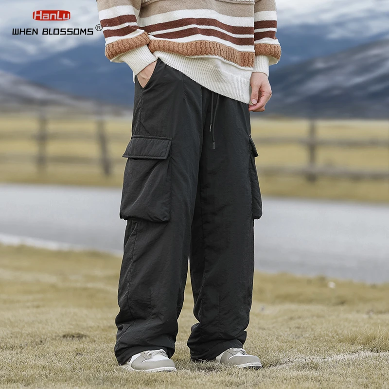 HANLU 2024 New Down Pants For Men Winter Thick Warm Casual Cargo Pants Outdoor Waterproof Hike Mountaineering Pants - Image 6