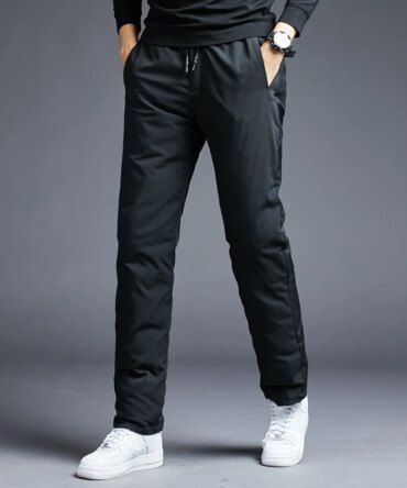 Winter Pants Men 90% White Duck Down Pants Male Quality Thick Warm Waterproof Snow Pants For Man Down Padded Trousers PT-488