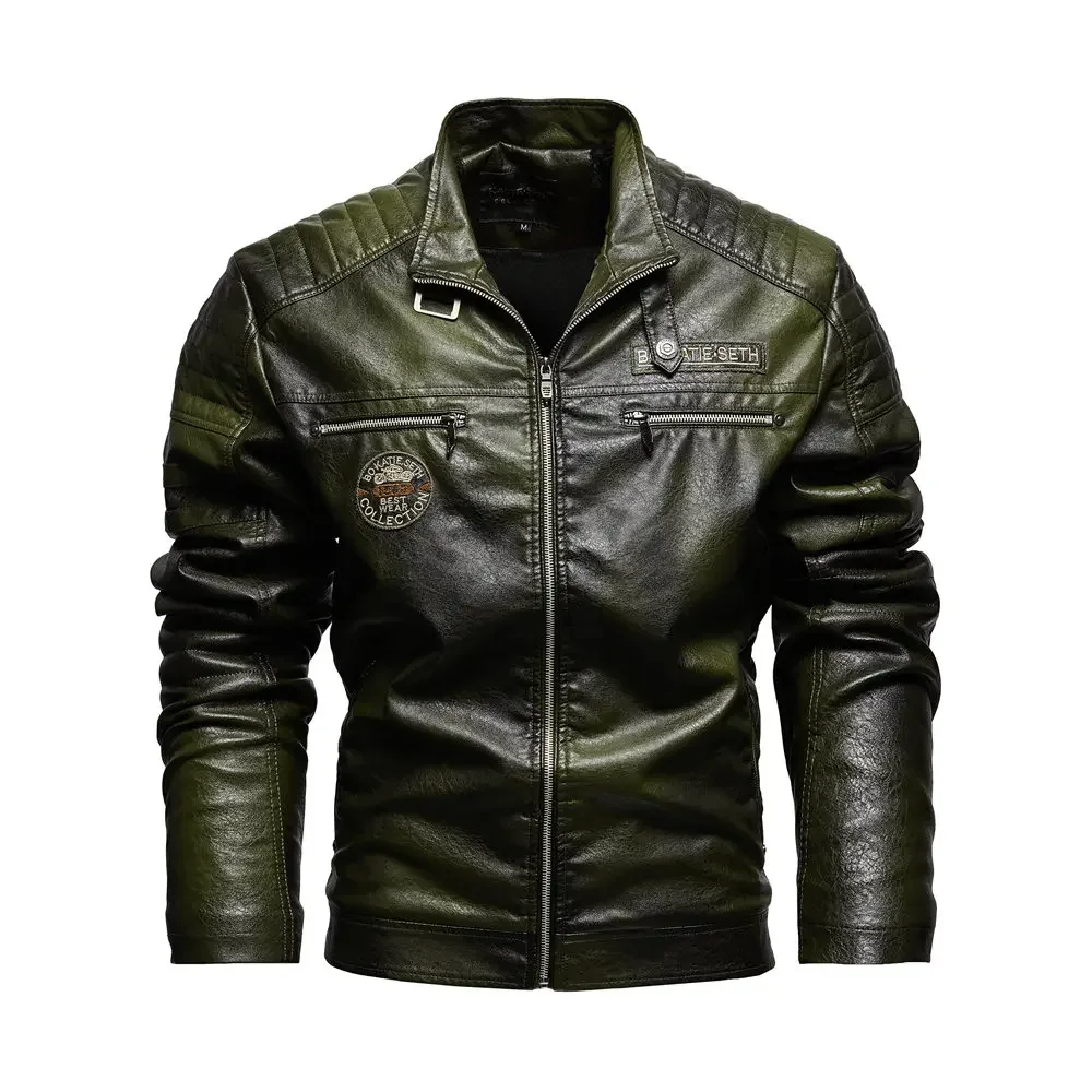 New Men's Leather Jackets Autumn And Winter Casual Motorcycle Slim PU Jacket Biker Leather High Quality Fashion Warm Overcoat - Image 3