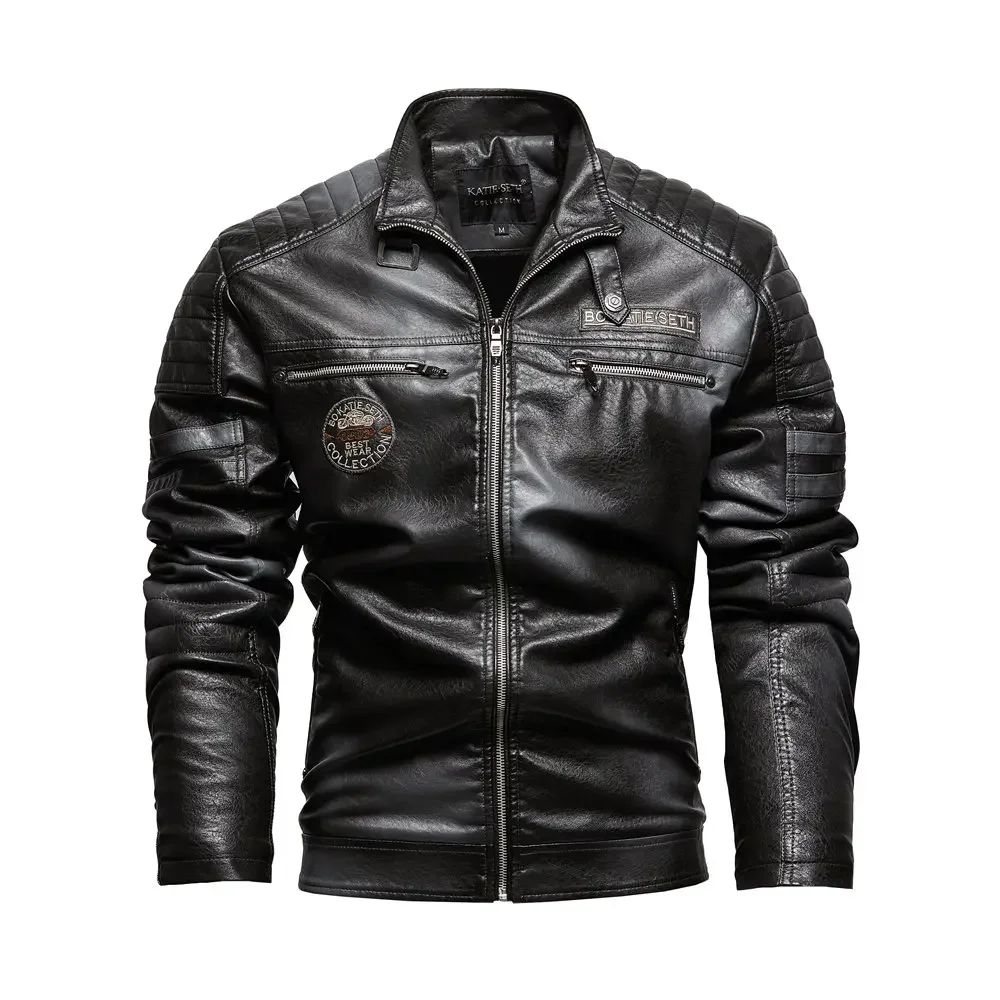 New Men's Leather Jackets Autumn And Winter Casual Motorcycle Slim PU Jacket Biker Leather High Quality Fashion Warm Overcoat - Image 4
