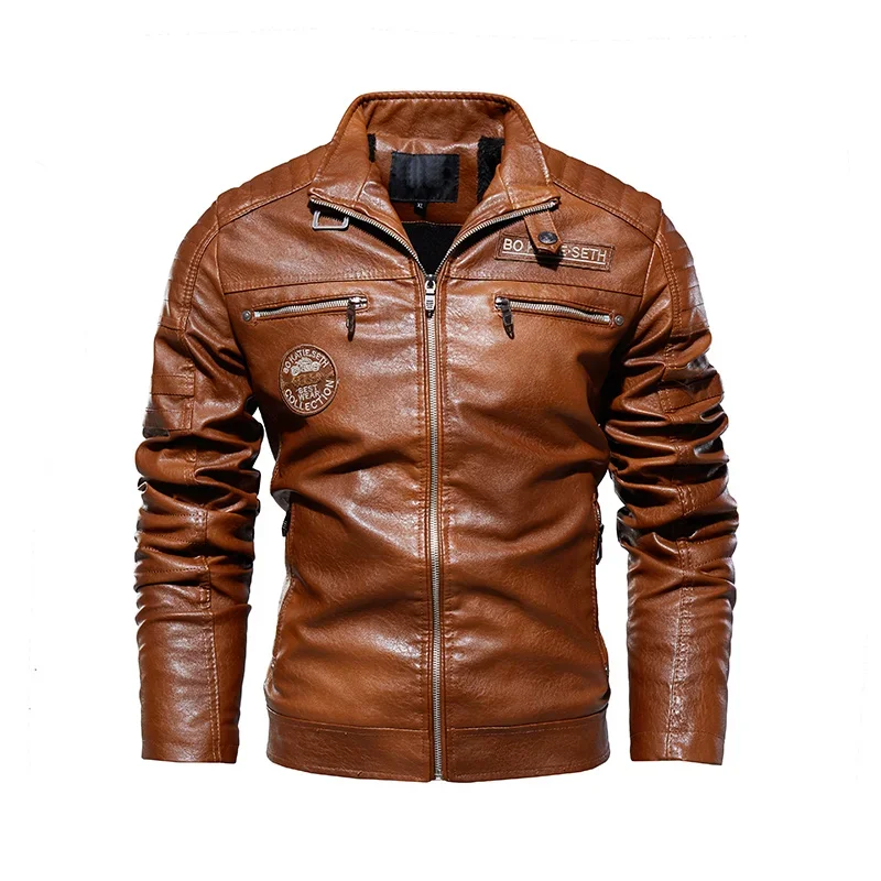 New Men's Leather Jackets Autumn And Winter Casual Motorcycle Slim PU Jacket Biker Leather High Quality Fashion Warm Overcoat - Image 5