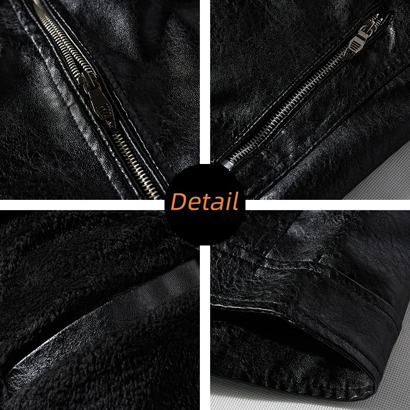 New Men's Leather Jackets Autumn And Winter Casual Motorcycle Slim PU Jacket Biker Leather High Quality Fashion Warm Overcoat - Image 6