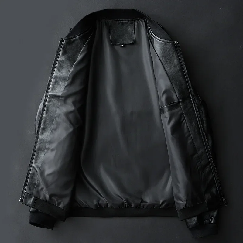 2024 Autumn New Men Black Biker PU Leather Coat Korean Fashion Men Pu Leather Jacket Trend Casual Fit Slim Baseball Clothes 8Xl - Image 5