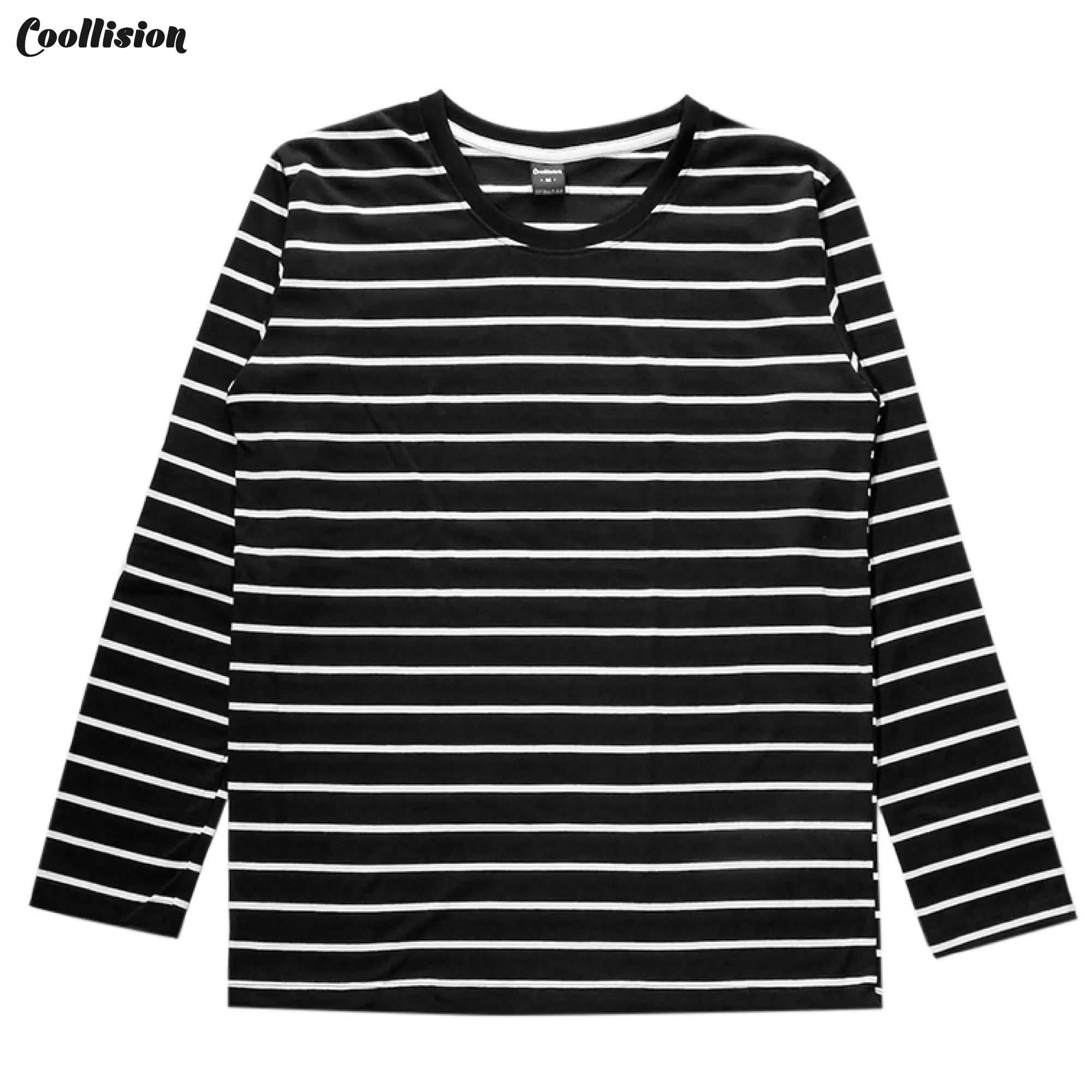 Black white striped UNISEX long sleeved T-shirt Fashion Autumn t shirt for man Cotton elasticity T-shirt Casual y2k men clothing
