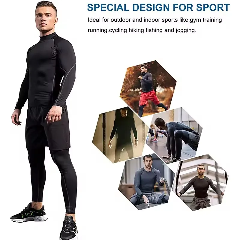Men Compression Long Sleeve T Shirt Sportswear Male Skinny Tshirt Elastic Track Tracksuit Clothing Gyms Fitness T-shirt For Men - Image 5