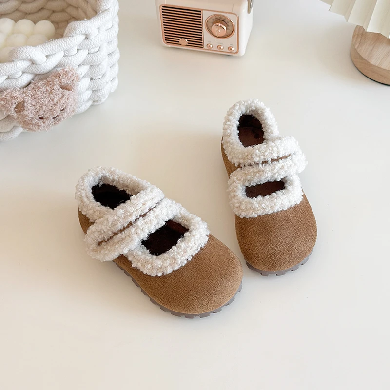 Winter New Children Flat Shoes Fur Cover Toe Light Warm Kids Casual Shoe 2025 Plush Warm Non-slip Leisure Comfortable Girls Shoe - Image 4
