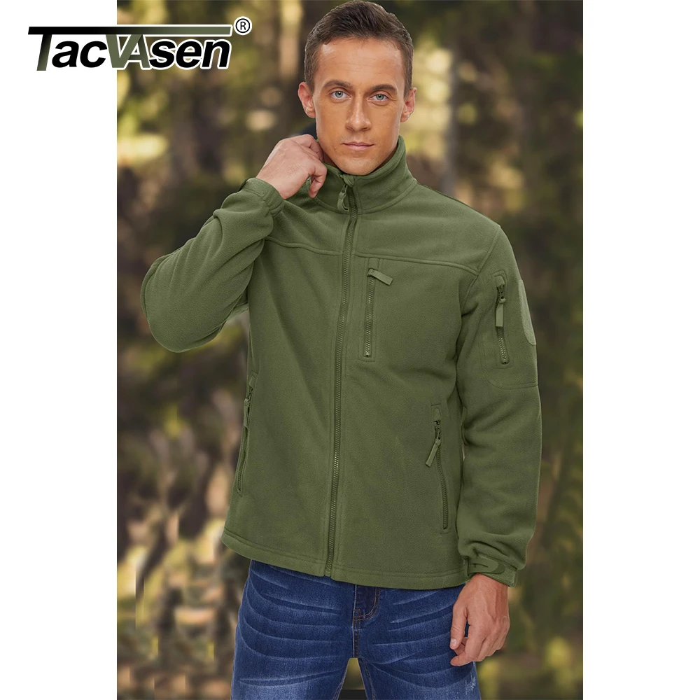 TACVASEN Men's Fleece Jacket Soft Warmth Windproof Full Zip Up Coat Multiple Zipper Pockets Hiking Working Outdoors Windbreaker - Image 4