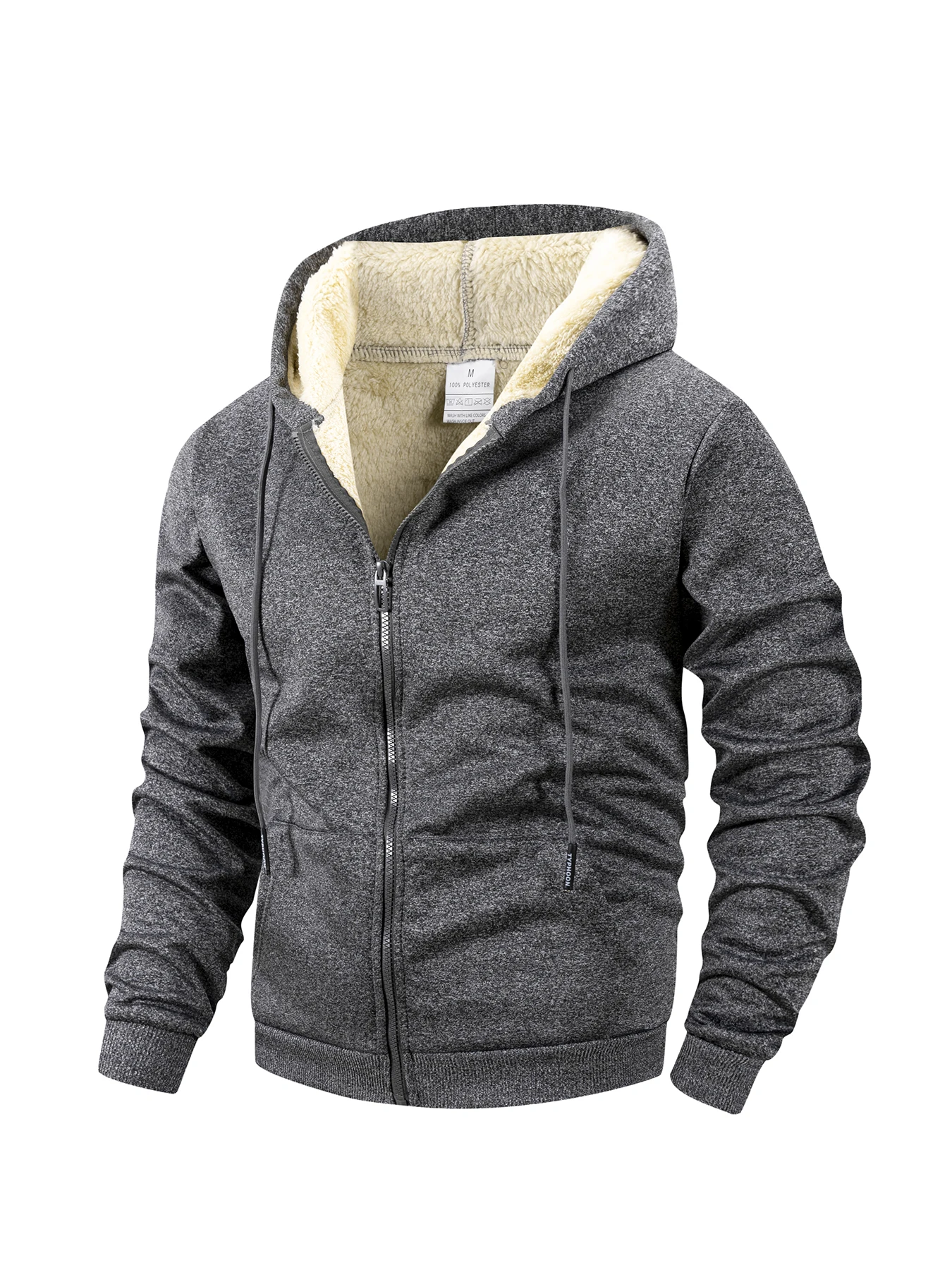Winter Men's Zipper Jacket Fleece Warm Windproof Hoodies Heavyweight Cardigan Casual Sports Long Sleeve Sweatshirts Hooded Coat - Image 4