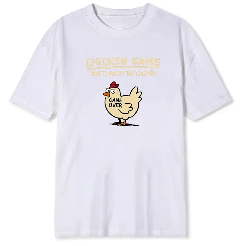 Chicken Game Don't Look At The Chicken Pattern Print T-Shirt Men Casual Daily Outdoor Round Neck Short Sleeve T Shirt Mens Top - Image 4