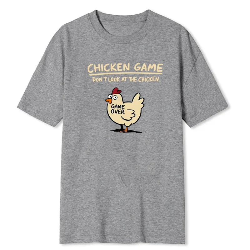 Chicken Game Don't Look At The Chicken Pattern Print T-Shirt Men Casual Daily Outdoor Round Neck Short Sleeve T Shirt Mens Top - Image 3