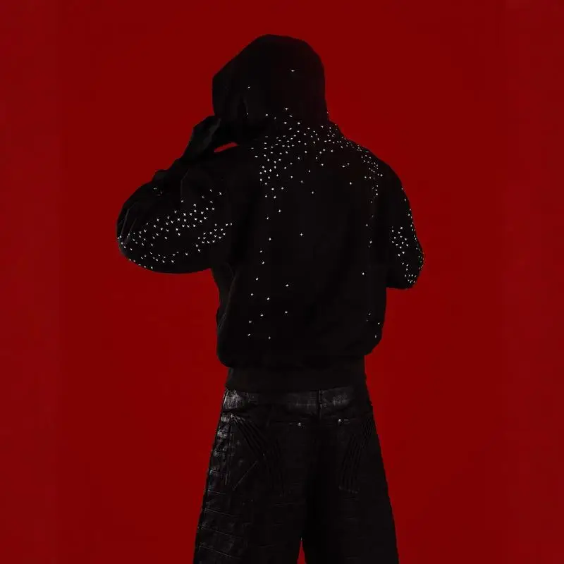 Black Gothic Zip-up Hoodie, A Streetwear Sweatshirt for Men and Women. A Casual Outerwear Perfect for All Seasons.