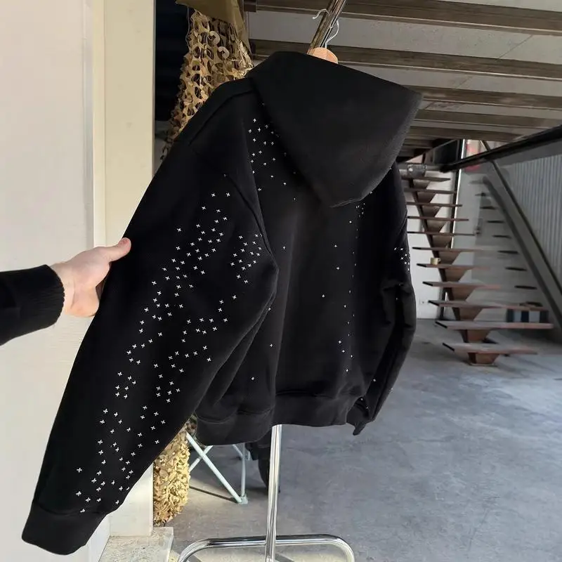 Black Gothic Zip-up Hoodie, A Streetwear Sweatshirt for Men and Women. A Casual Outerwear Perfect for All Seasons. - Image 4