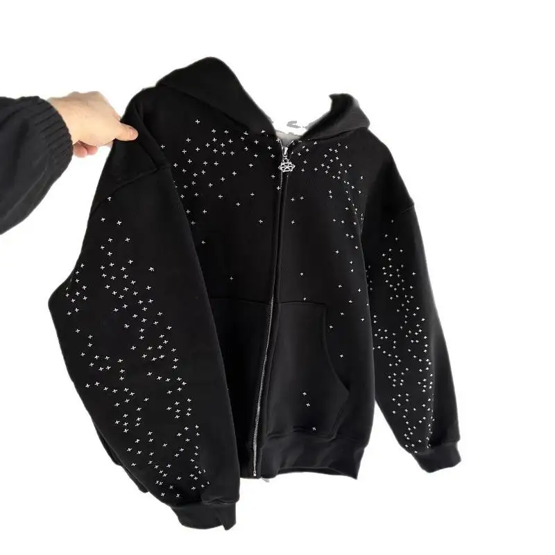 Black Gothic Zip-up Hoodie, A Streetwear Sweatshirt for Men and Women. A Casual Outerwear Perfect for All Seasons. - Image 5