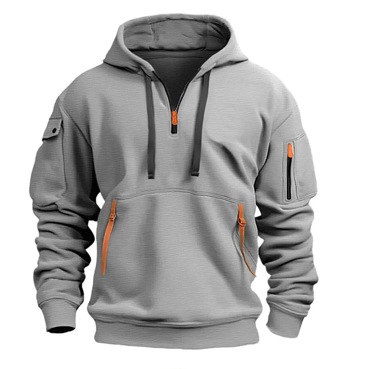 2025 New Multi Pocket Zipper Fleece Hooded Casual Shirt for Men and Women Plus Size Loose Pullover Fashion Sweatshirt top - Image 4