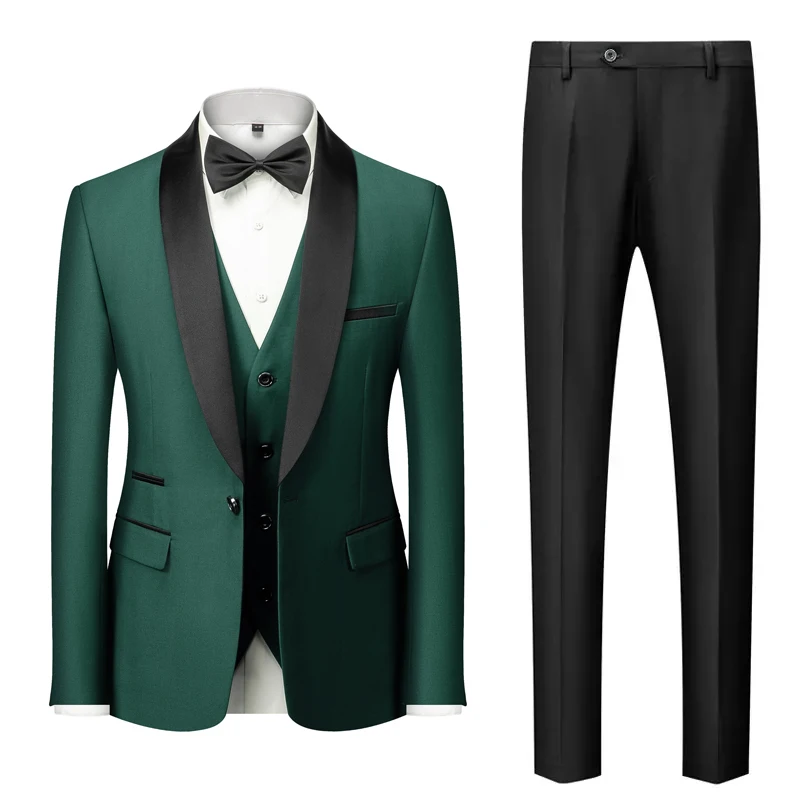 M-6XL Jacket Vest Pants Solid Color Men's Formal Business Office Suit Groom Wedding Dress Party Blazer Waistcoat Trousers Tuxedo - Image 4