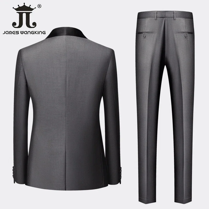 M-6XL Jacket Vest Pants Solid Color Men's Formal Business Office Suit Groom Wedding Dress Party Blazer Waistcoat Trousers Tuxedo - Image 6