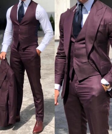 Classy Wedding Tuxedos Suits Slim Fit Bridegroom For Men 3 Pieces Groomsmen Suit Male Cheap Formal Business (Jacket+Vest+Pants