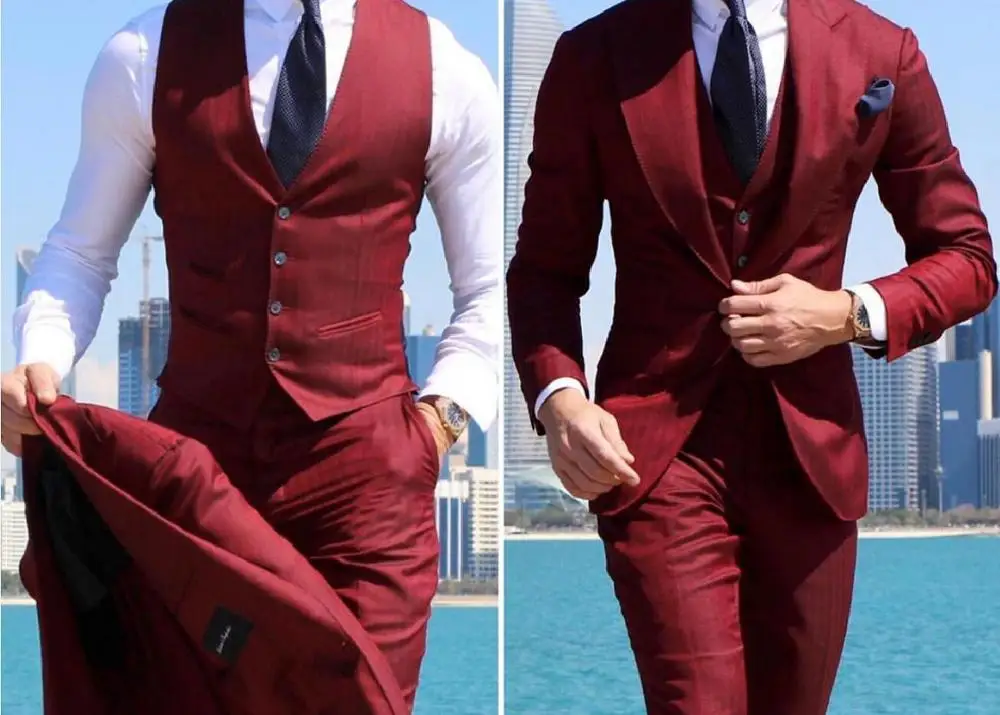 Classy Wedding Tuxedos Suits Slim Fit Bridegroom For Men 3 Pieces Groomsmen Suit Male Cheap Formal Business (Jacket+Vest+Pants - Image 4