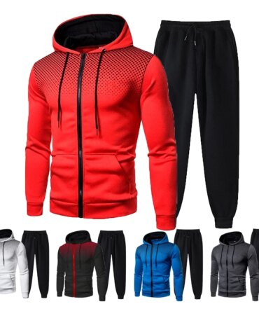 2023 Autumn and Winter New European and American Solid Color Fleece Sweater Pants Men's Casual Zipper Sports Hat Set