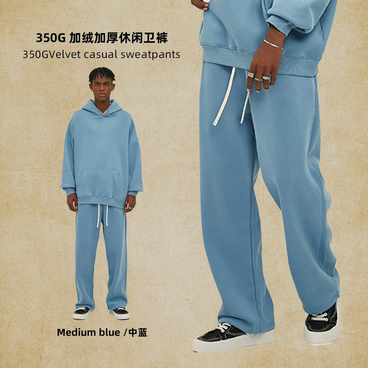 Straight-lined, Cashmere, solid color sweatpants - Image 3