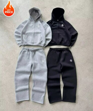 Y2K Fashion Jogger Sweatpants Loose Embroidery Labeled Open Leg Wide Leg Pants Trendy Pocket Couple Straight Pants Men's Hoodie