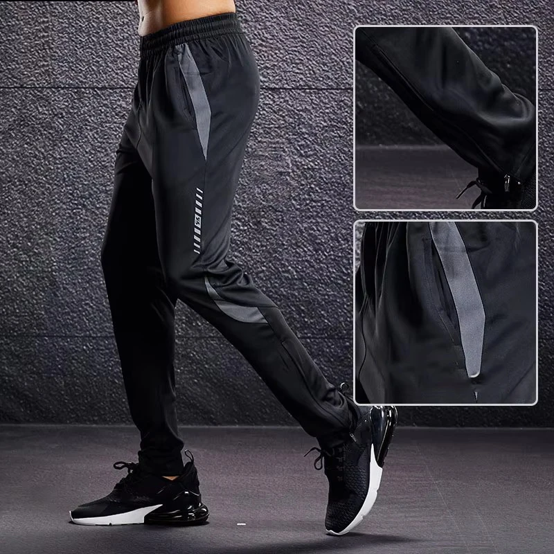 Men Sport Pants Running Pants With Zipper Pockets Soccer Training Jogging Sports Trousers Fitness Football Leggings Sweatpants