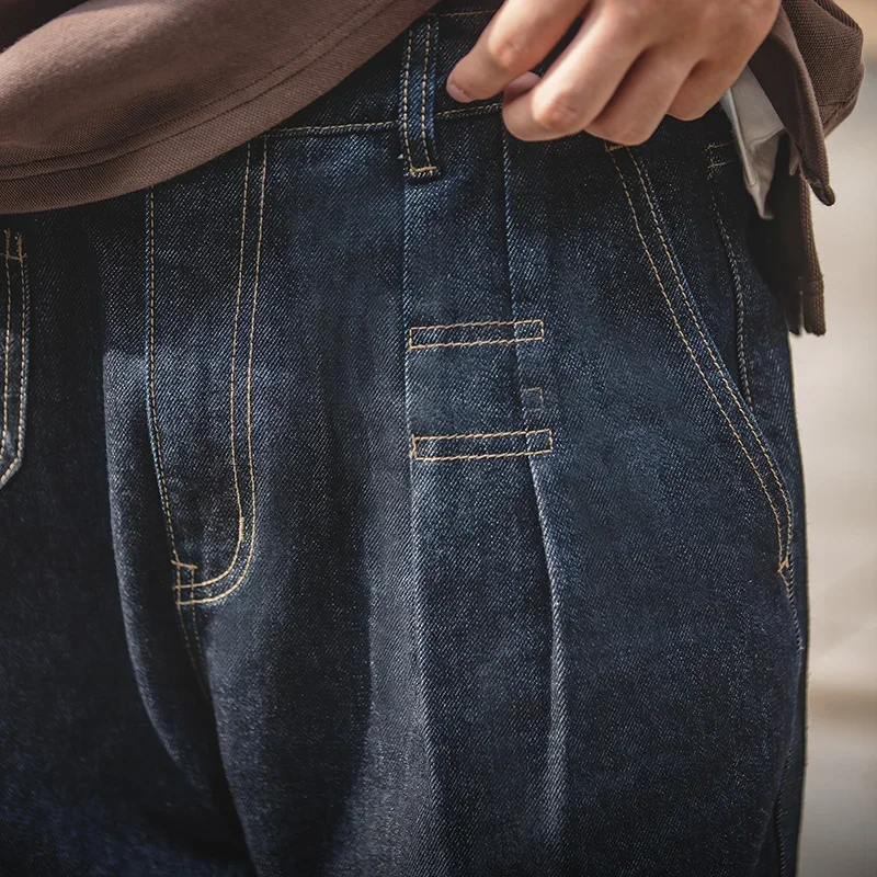 Maden Retro Denim Wash Baggy Men's Jeans Wide Leg Tapered Pants Fashion Casual Streetwear Jean Straight Elastic Men Trousers - Image 4