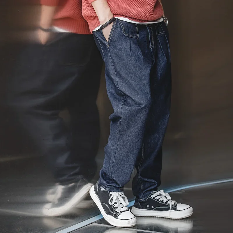 Maden Retro Denim Wash Baggy Men's Jeans Wide Leg Tapered Pants Fashion Casual Streetwear Jean Straight Elastic Men Trousers - Image 3