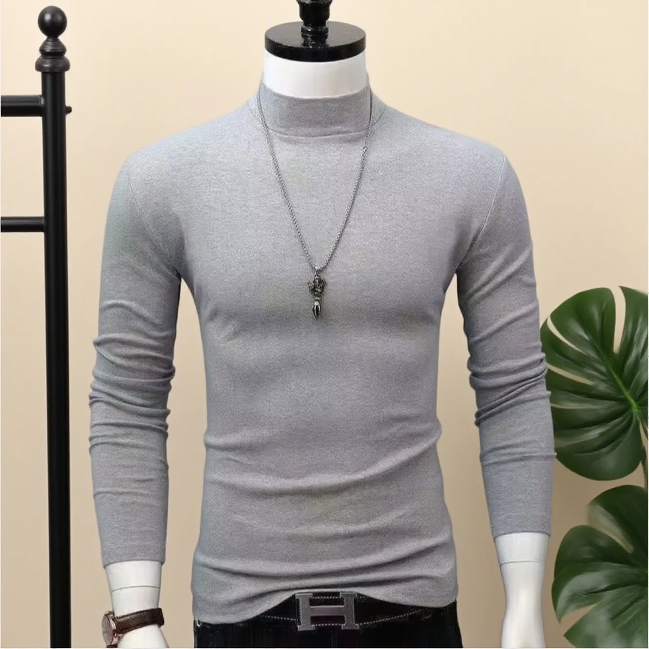 Men's Original Shirts Fall/Winter T-Shirt Fashionable Inner Wear for Men Slim Fit Turtleneck Shirt Solid Black Long Sleeve Shirt - Image 3