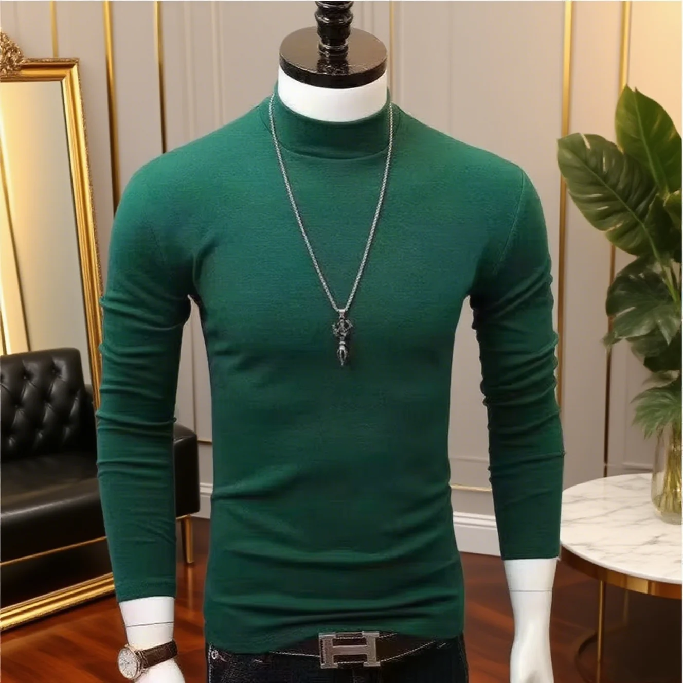 Men's Original Shirts Fall/Winter T-Shirt Fashionable Inner Wear for Men Slim Fit Turtleneck Shirt Solid Black Long Sleeve Shirt - Image 2