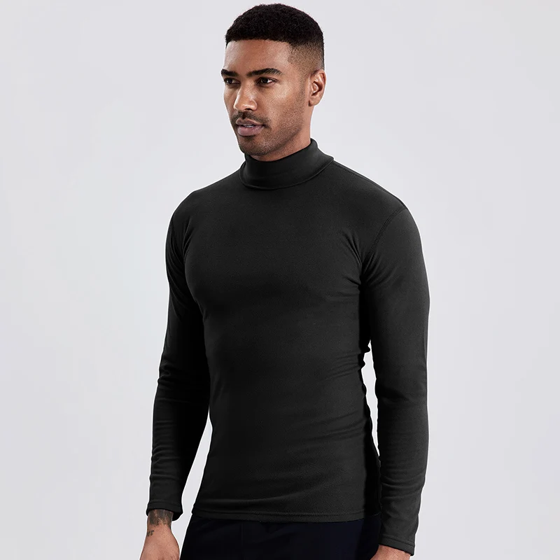 Men's autumn and winter plus size solid color turtleneck bottoming shirt casual Joker fashion young men long sleeve warm T. - Image 3