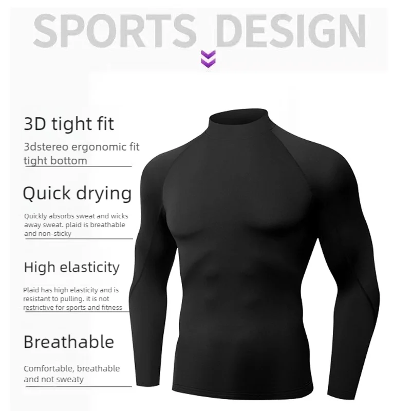 Winter T Shirt For Men Long Sleeve Tshirts Turtleneck Thermal Underwear High Quality Soft Thin fleece keep warm Shirt Homme - Image 3