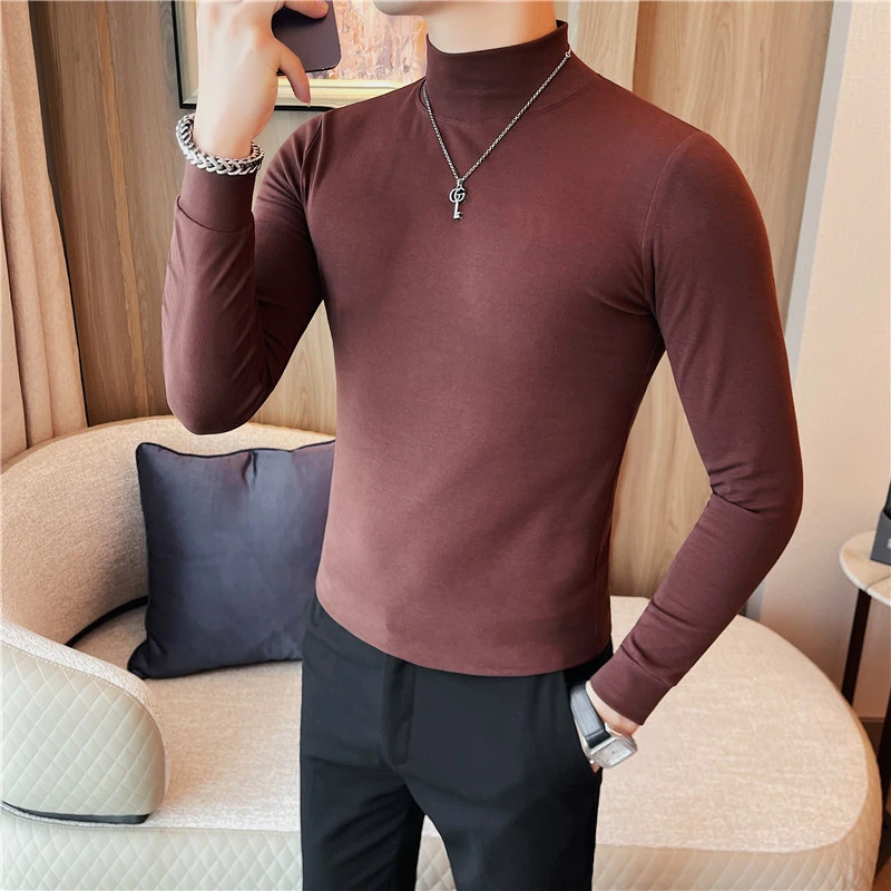 Men's T Shirts Autumn Winter New Turtleneck Long Sleeve T-Shirts For Men Clothing 2025 Slim Fit Casual Basic Tee Shirt Homme 4XL - Image 3