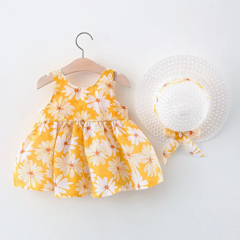 Summer New Girl Fashion Dress Small Chrysanthemum Hanging Strap Big Bow Princess Dress Party Dress 0-3 Years Old - Image 3