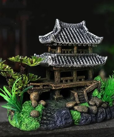 Simulation Decoration Fish Tank Ornament Ornament Resin Aquarium Ornament Fish Tank Landscape House Model Aquarium Ornament