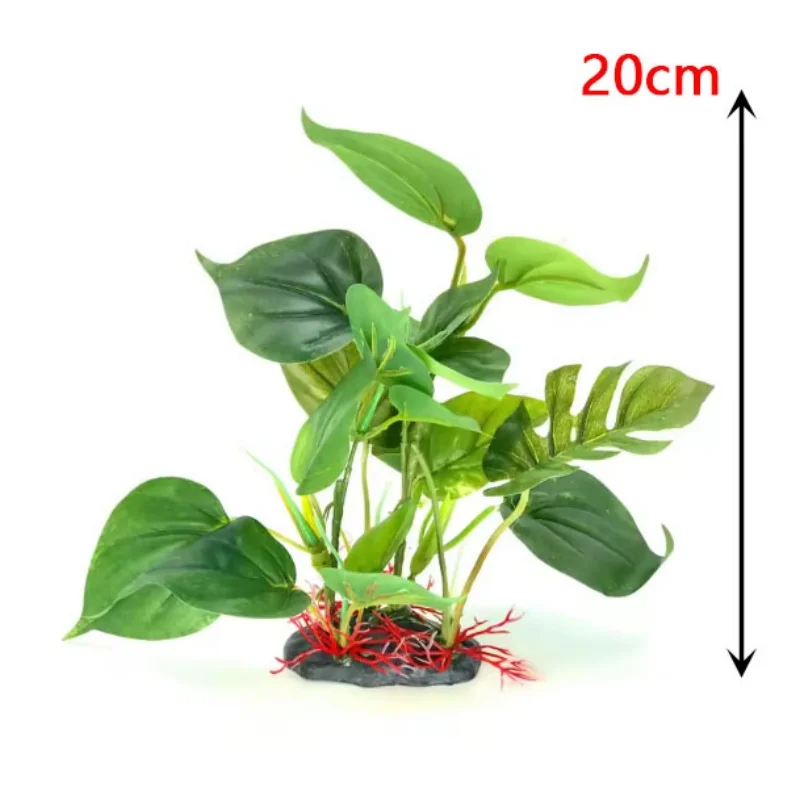Artificial Aquarium Decor Plants Plastic Aquatic Plant with large green leaves Underwater Plants Fish tank aquatic plant adorn - Image 3