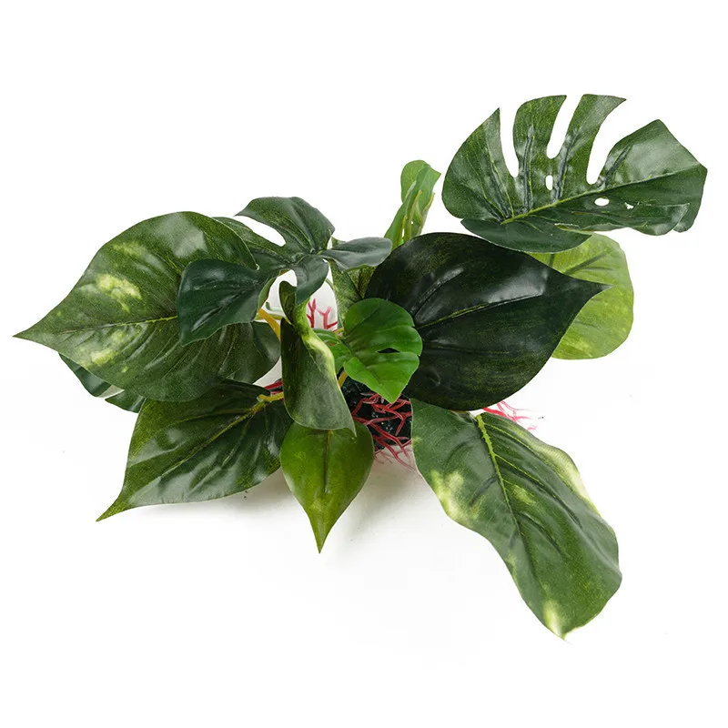 Artificial Aquarium Decor Plants Plastic Aquatic Plant with large green leaves Underwater Plants Fish tank aquatic plant adorn - Image 6