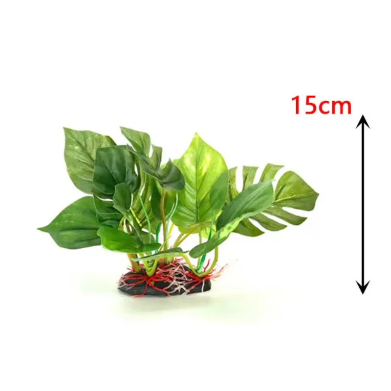 Artificial Aquarium Decor Plants Plastic Aquatic Plant with large green leaves Underwater Plants Fish tank aquatic plant adorn - Image 4