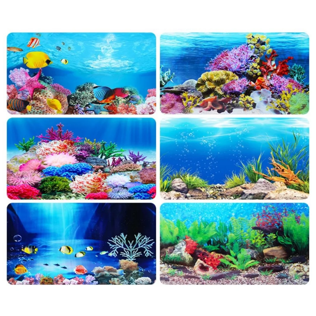 Background Aquarium 3D Sticker Poster Decoration Fish Tank Ocean Plants Double-sided Landscape Aquarium Ornament Accessories - Image 2