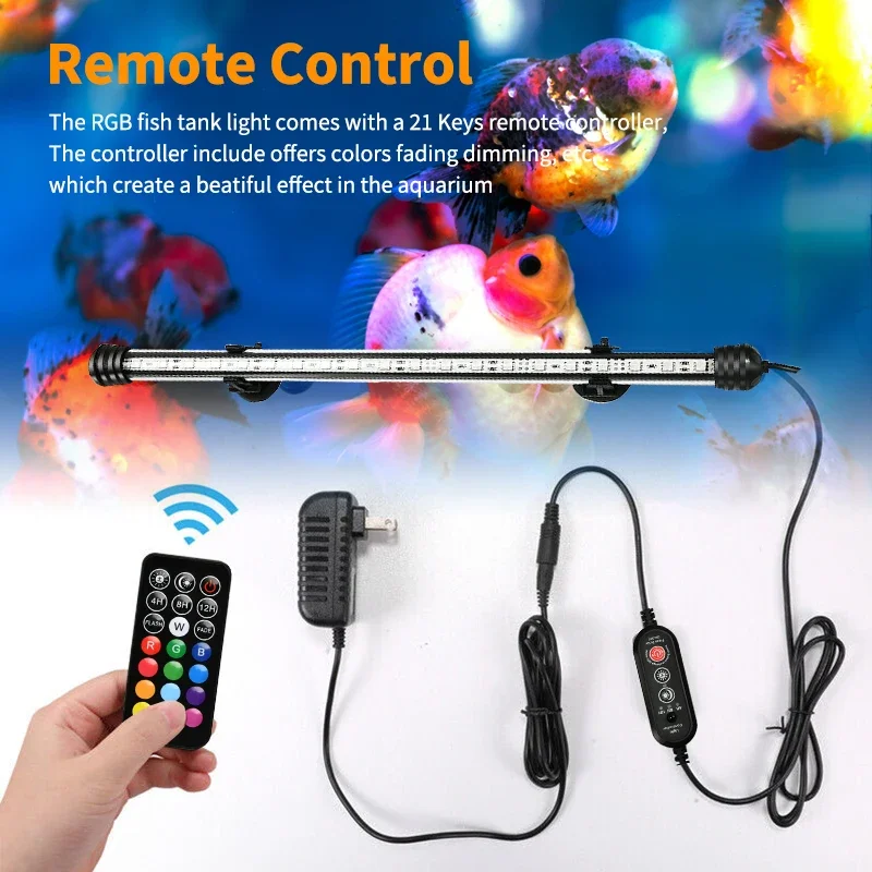 Aquarium 21 LED Light Remote Control Diving Lamp Plant Grow Lighting Underwater Fish Tank Light RGB Led Aquarium Accessories EU - Image 4