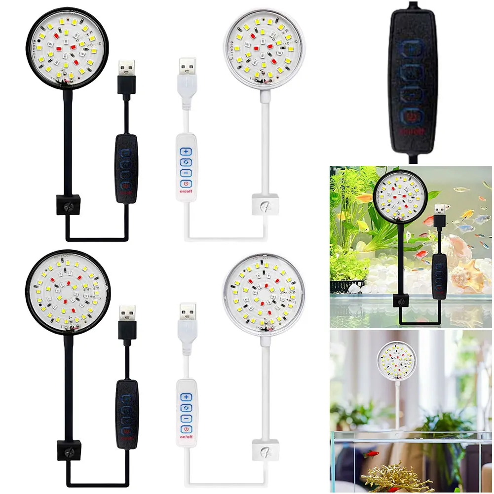USB Small Fish Tank Light Dimmable LED Moving Aquarium Lamp Fish Lamp for Fish Tank