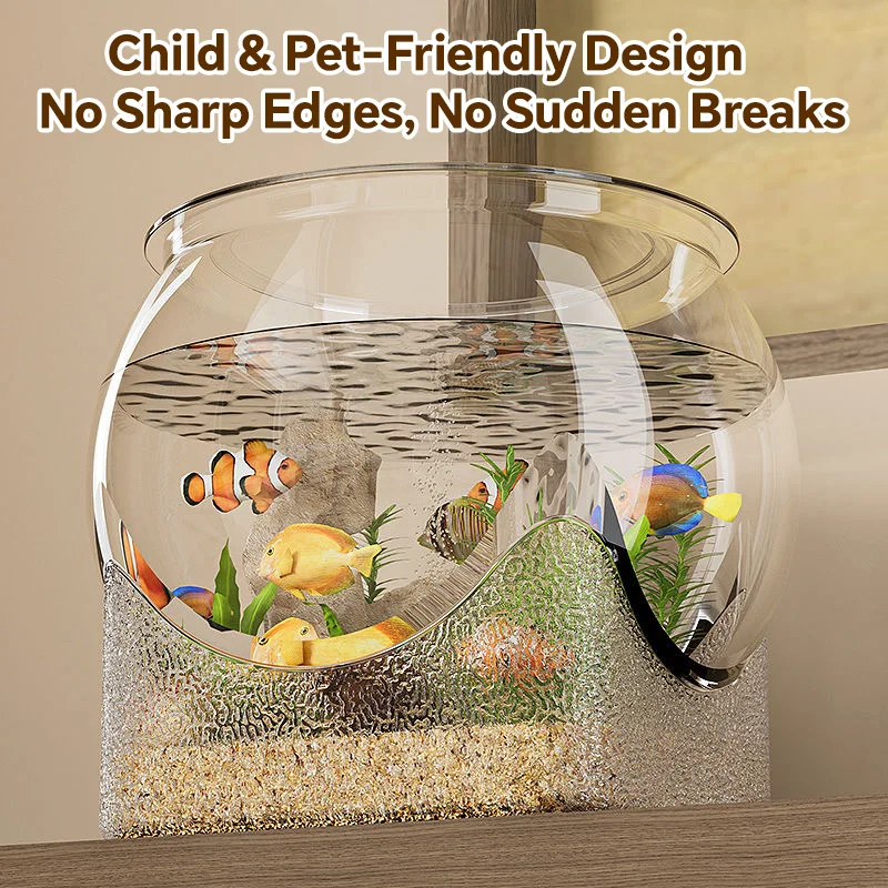 Round and Durable Transparent Aquarium, Drop-Resistant Fish Tank, Multifunctional Fish Tank, Suitable for Small Spaces, Aquarium - Image 5