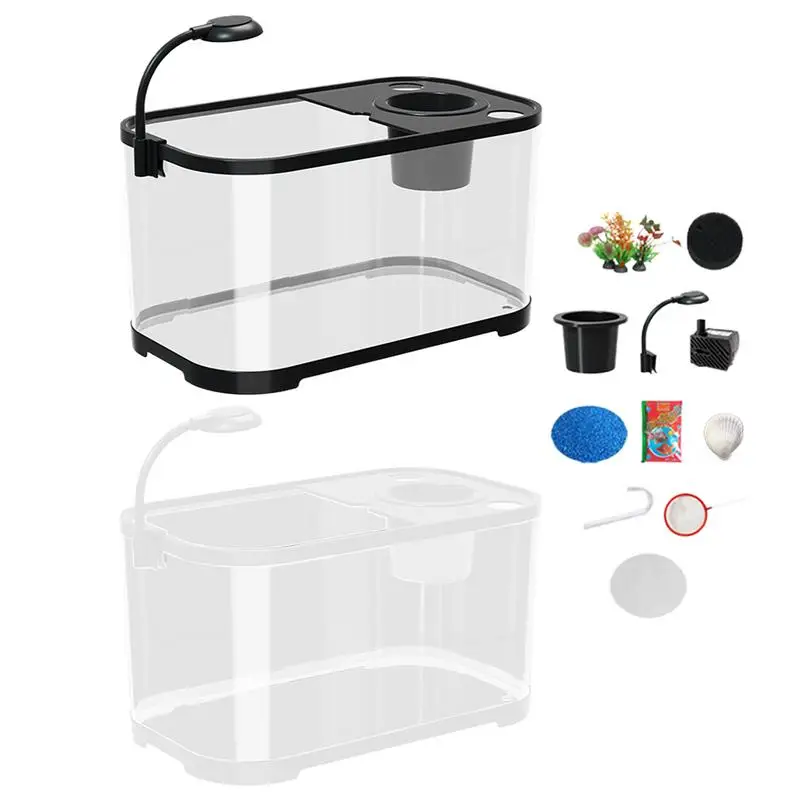 Aquarium Kit Betta Fish Tank For Beginners Desktop Beginner Aquarium Small Household Fish Bowl For Aquatic Animals Betta Turtle - Image 6