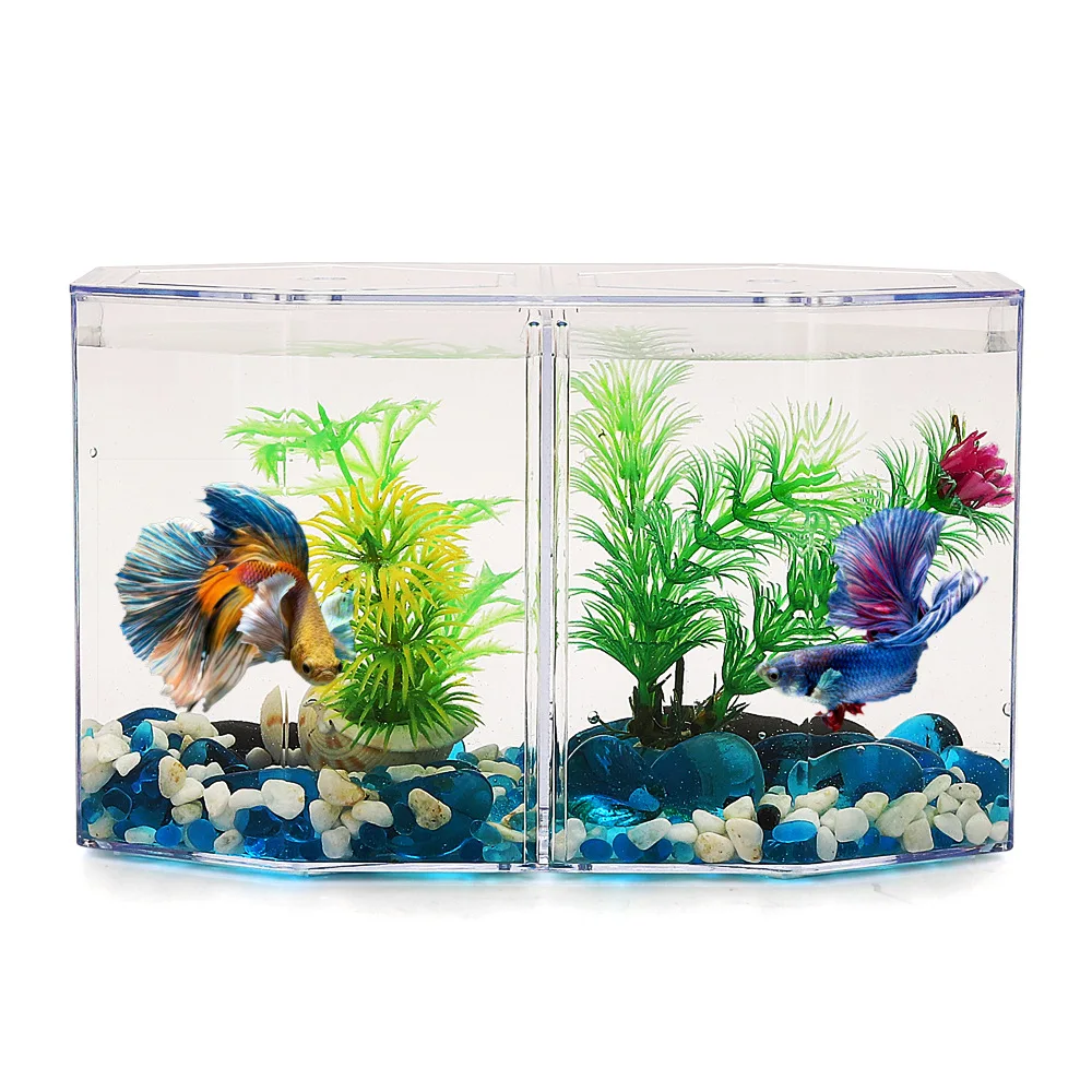 Acrylic Two Splits Guppy Fish Tank Aquarium Betta Fish Bowl Transparent Aquarium Hatchery Breeding Isolation Box - Image 5