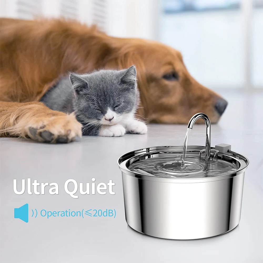 Stainless Steel Pet Water Feeder Cat Automatic Water Fountain USB Electric Mute for Cat Dog Filter Fountain Smart Drinking Bowl - Image 3